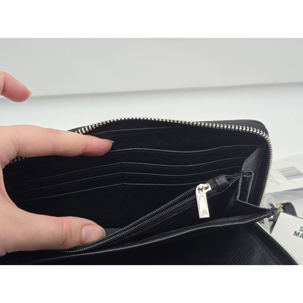 Women's Steve Madden Black Zip Around Wallet - Picture 11 of 12